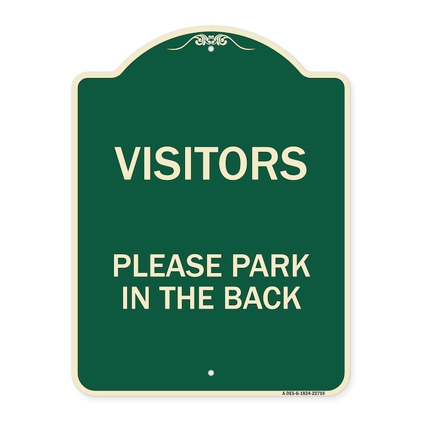 Visitors Please Park in the Back Heavy-Gauge Aluminum Architectural Sign, 24" x 18", G-1824-22719